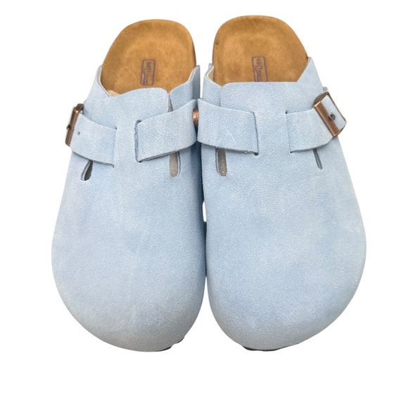 New! Birkenstock Sky Blue Boston Suede Clogs Size 37 - Picture 2 of 4